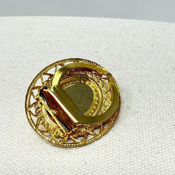 Vintage Scarf Pin Oval Imitation Pearl Gold-Tone Classic Old Money‎ Retro - Picture 7 of 10